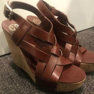 Tory Burch Brown Cork Wedges, Sz 9
